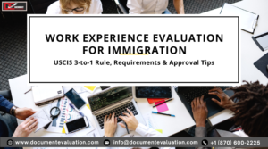 Work Experience Evaluation USA showing USCIS 3-to-1 rule degree equivalency concept