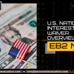 EB2 NIW USA process showing I-140 filing, national interest criteria, and green card pathway
