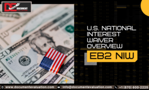 EB2 NIW USA process showing I-140 filing, national interest criteria, and green card pathway