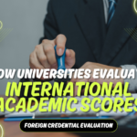 Student reviewing international academic scores and US GPA conversion for university admissions